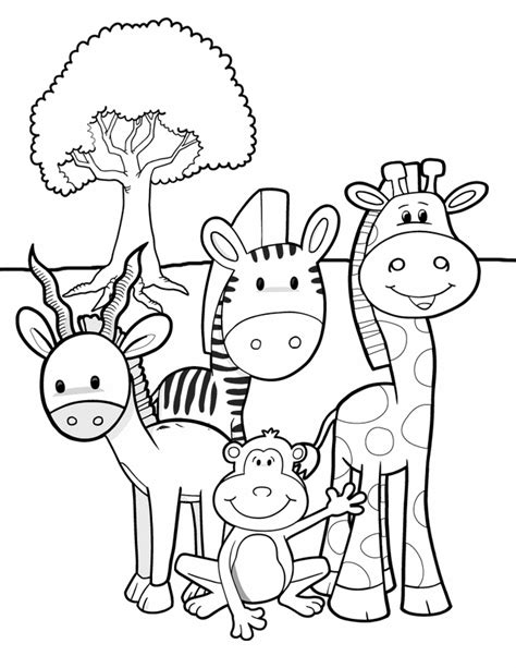 animal coloring pages  kids safari friends  printable