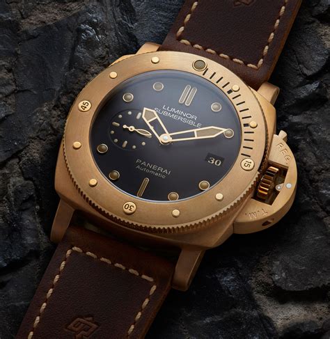 panerai creates unique luminor bronzo pam   charity bronze case  brown dial sjx watches