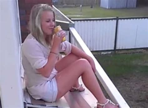 drunk girl proves alcohol  awnings dont mix