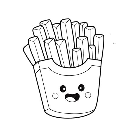 premium vector french fries character coloring page illustration