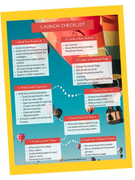 launch checklist launch tech  easy