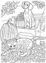 Coloring Pages Dog Cat Dogs Cats Printable Fall Adult Color Animal Dover Colouring Books Halloween Sheets Colour Book Publications Welcome sketch template