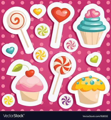 cute candy stickers royalty  vector image vectorstock