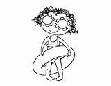 Coloring Glasses Girl Floral Coloringcrew Pages Tablero Seleccionar sketch template