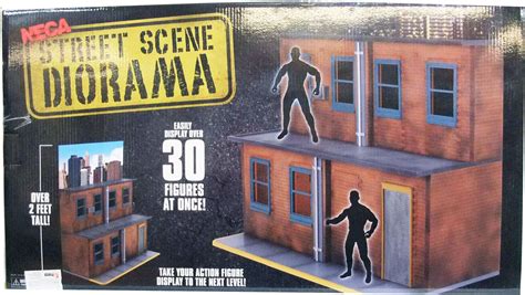 neca street scene diorama  action figures displaying