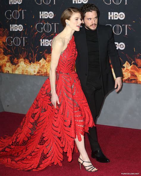 rose leslie looks sexy and happy in red dress during “game of thrones
