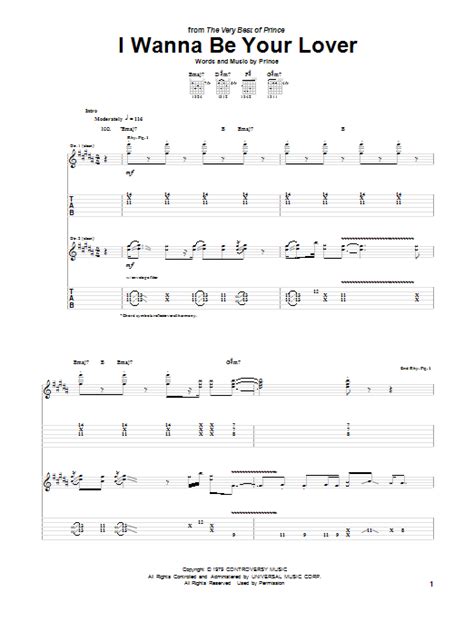 I Wanna Be Your Lover By Prince Guitar Tab Guitar Instructor