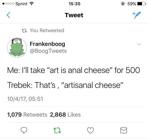 Art Is Anal Cheese For 500 Brandnewsentence