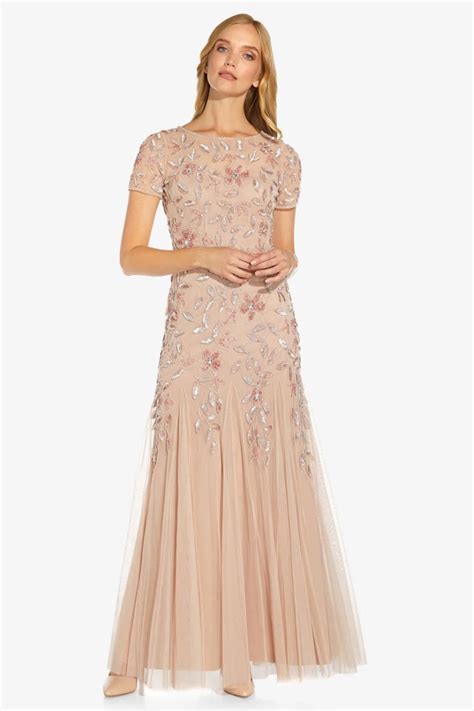julia floral beaded gown by adrianna papell blush mothers only