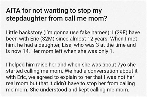 Aita For Not Wanting To Stop My Stepdaughter From Call Me Mom