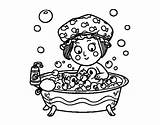 Bath Taking Girl Coloring Colorear Coloringcrew sketch template