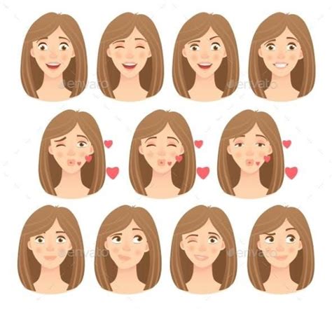 emotions of womans face set human icon graphic design trends woman face