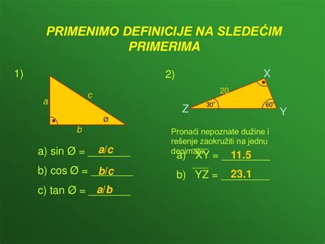 Trigonometrijske Funkcije Oštrog Ugla Pravouglog Trougla