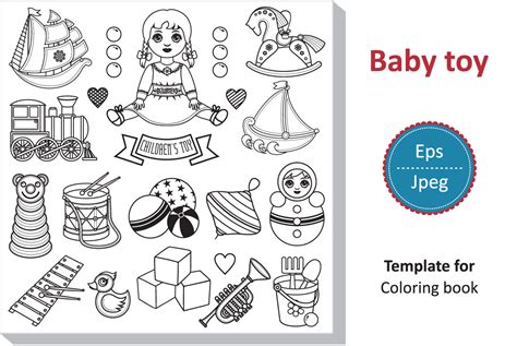 childrens toy set baby template  coloring book graphic  zoyali