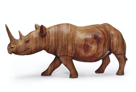 A Southeast Asian Large Carved Wood Model Of A Rhinoceros 20th Century