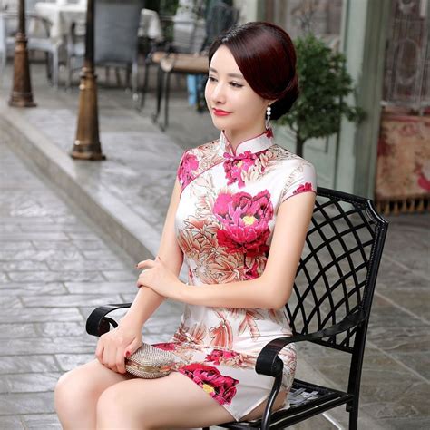 fashion chinese women s silk satin mini dress cheongsam size s to 2xl