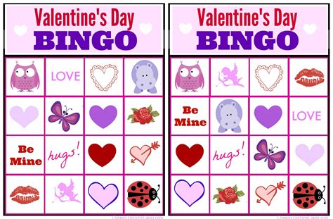 printable classroom set  valentines bingo cards printable
