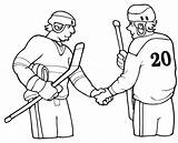 Hockey Shaking Two Coloring Player Hand Netart sketch template