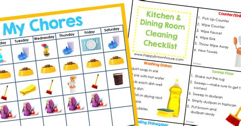 editable chore cards chore chart bundle happy brown house