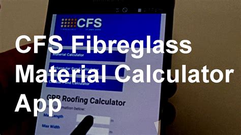 cfs fibreglass material calculator app youtube