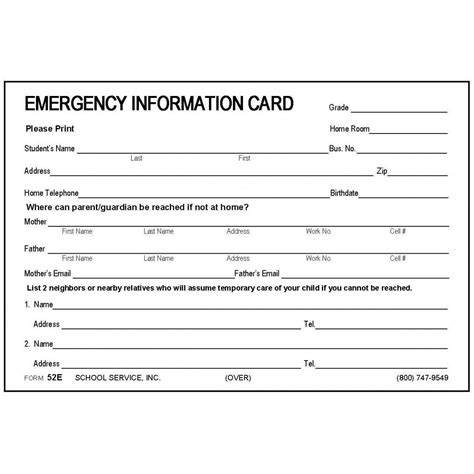 emergency contact information form template  regard  emergency