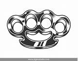 Brass Knuckles Vector Knuckle Clip Monochrome Gangster Tattoo Drawing Illustration Draw Isolated Clipart Logo Graphicriver Outline Vectorstock Stencil Royalty Choose sketch template