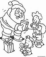 Santa Giving Kids Gifts Coloring Christmas Pages Some Printable Print Info sketch template