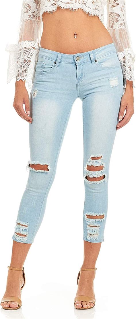 Andongnywell Cute Ripped Jeans For Women Distressed Skinny Slim Fit