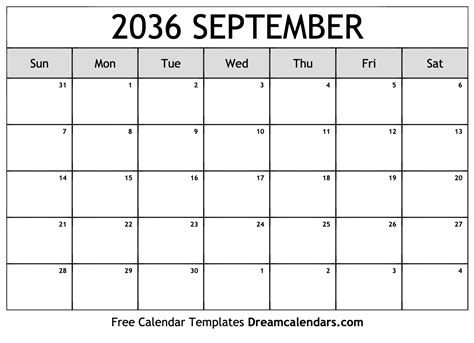 september  calendar  blank printable  holidays