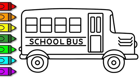 draw  colour  school bus coloring page  kids youtube