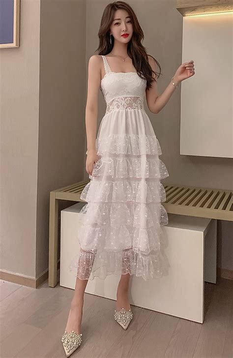 korean style lace patchwork tiered sleeveless dress dresses simple dresses classy simple