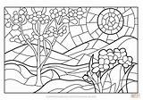 Coloring Stained Glass Spring Pages Supercoloring Printable Categories sketch template