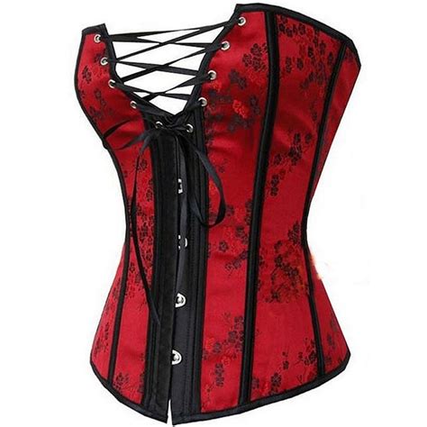 lace up front corset overbust embroidery elegant waist sliming cincher