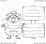 Farmer Plump Blank Standing Signs Female Clipart Cartoon Thoman Cory Outlined Coloring Vector 2021 sketch template