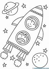 Colorear Space Planetas Cohete Preschool sketch template