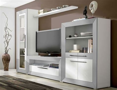 mueble de salon modular moderno en blanco  plata  factory del mueble utrera