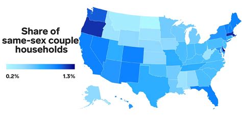 map share of same sex couple households by state