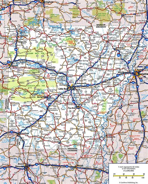 large detailed roads  highways map  arkansas state   cities