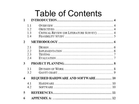 dissertation    format  table  contents