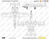 Thunderbolt Ii Fairchild Republic Blueprints Drawing sketch template