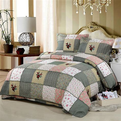 chausub handmade patchwork quilt set pcs korea floral cotton quilts bedspread coverlet duvet