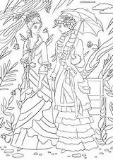 Victorian Coloring Pages Era Adult Favoreads Woman Ladies Style sketch template