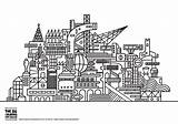 Coloring City Pages Futuristic Architecture Twisted Drawing Adults Living Printable Adult Streets Book Color Designlooter Template Drawings sketch template