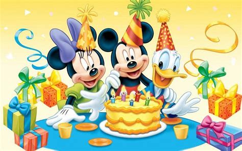 happy birthday mickey mouse  minnie  donald wallpaper