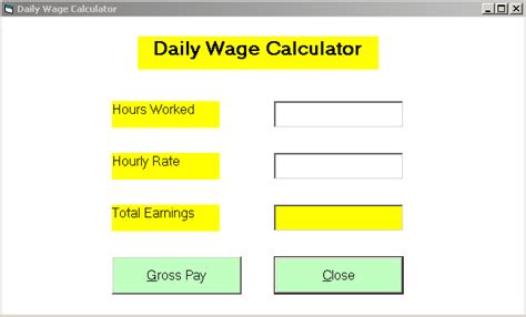 daily wage calculator  vb