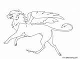 Outline Gryphon Griffin Coloring Pages Kids Printable sketch template