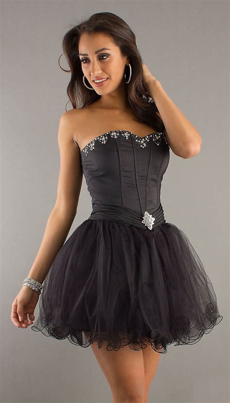 ballerina mesh skirt black dress corset bodice strapless prom dresses short dresses formal
