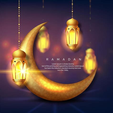 golden  dimensional crescent moon  ramadan  vector art