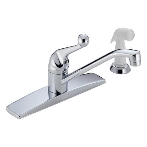 delta classic chrome  handle  arc deck mount kitchen faucet   kitchen faucets