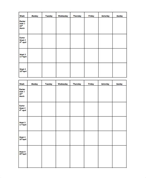 revision timetable blank revision timetable blank